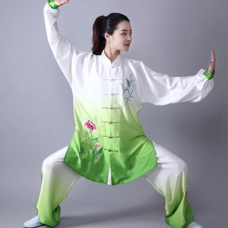 3 шт. Женская традиционная китайская вышивка цветок с длинным рукавом Wushu TaiChi