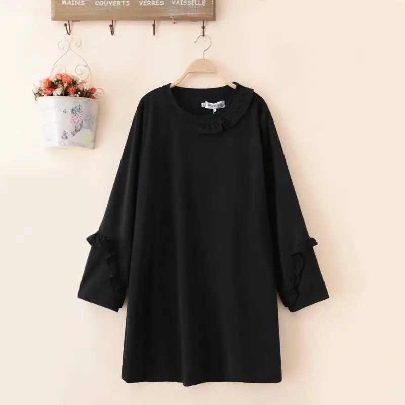 

Plus Size Mini Dress Long Sleeve Elegant A-line Black Dresses