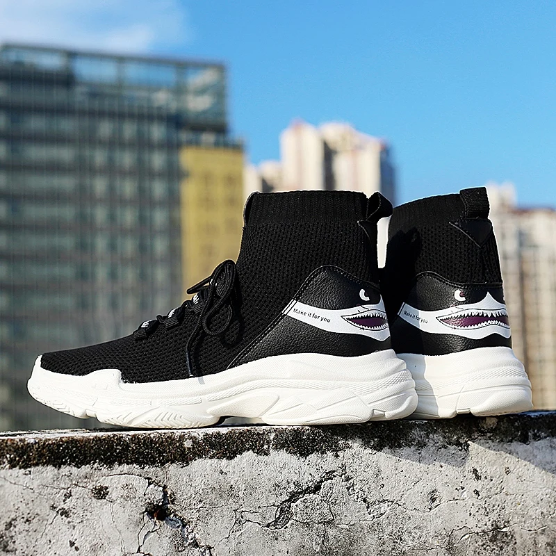 

GUDERIAN New High Top Man's Outdoor Sneakers Shoes Fashion Men Casual Shoes Breathable Lace-Up Socks Shoes Zapatos De Los Hombre