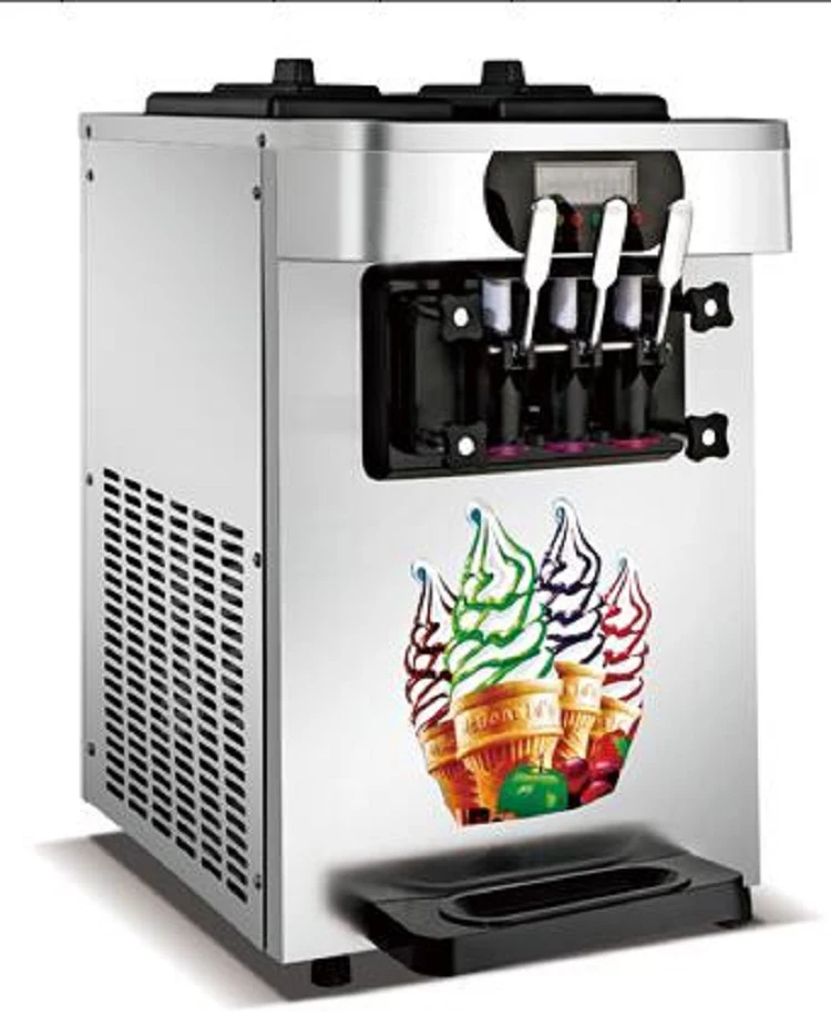 Мягкая машина для мороженого 3 вкуса 3 головки Автоматическая настольная Форма под лед машина для производства крема для продажи