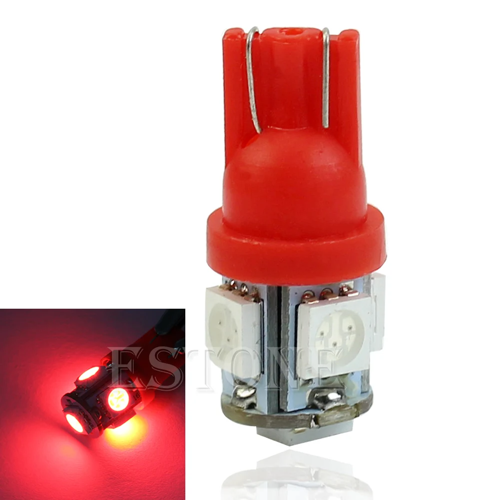 T10 5050 5 светодиодный SMD 194 168 W5W красный ксеноновый светильник клиновидная лампа