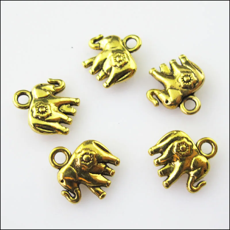 Новый 25 шт. золото под старину Цвет крошечное животное слон подвески 12x12.5mm|Шармы| |