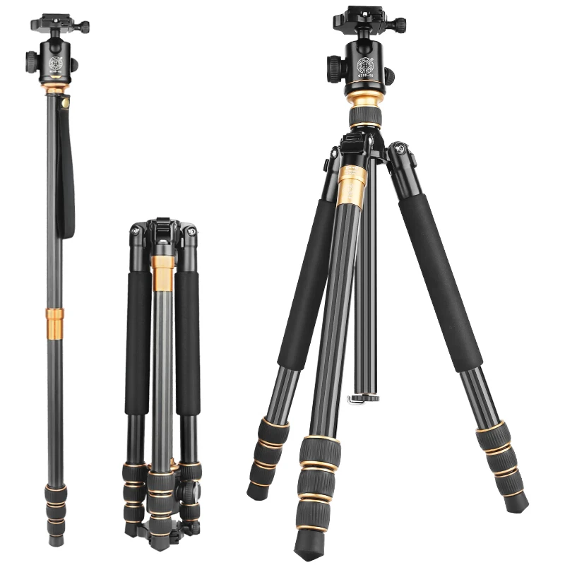 

Q999C Lightweight carbon fiber digital DSLR video telescope camera tripod monopod, professional tripod with panorama ball head