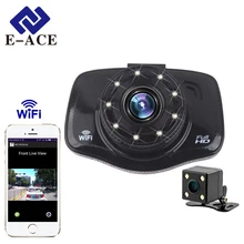 E-ACE Wifi Car Dvr Camera FHD 1080P Mini Auto Video Recorder Two Cameras Portable Vehicles Camcorder Led Night Vision Dashcam
