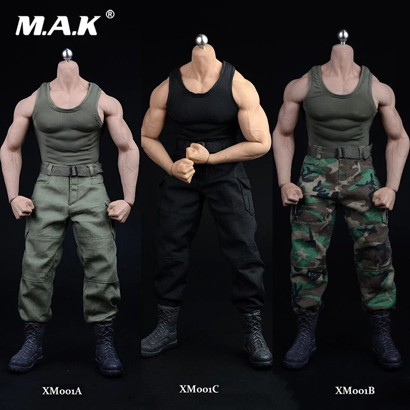 

3 colors 1/6 Scale Black Vest pants belt shoes Model For M34 M35 Strong muscle Male Body 12 inches Action figure Accessories