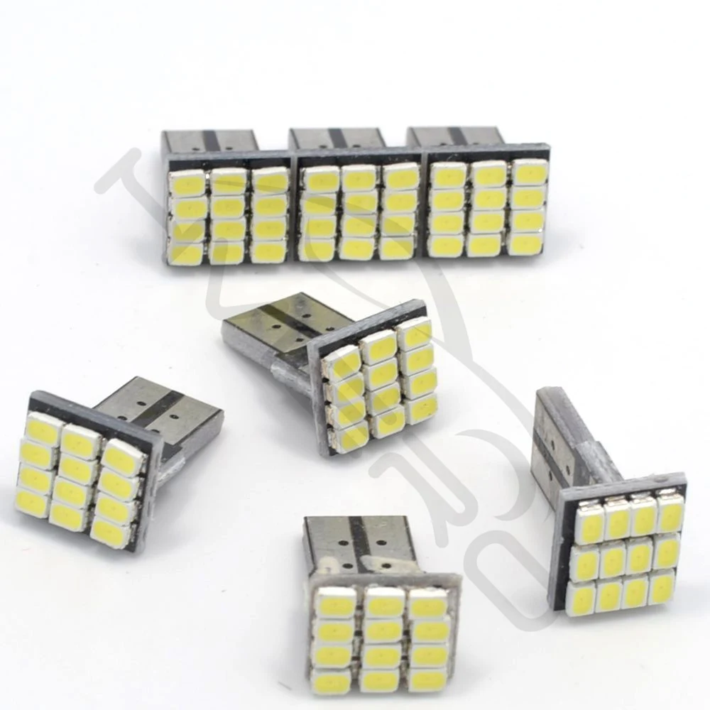 2X T10 W5W 12SMD 1206 Автомобильный Клин Белый светодиодный DC 12V Canbus без ошибок декодер автомобильные Внешние огни номерного знака угловая резервная лампа