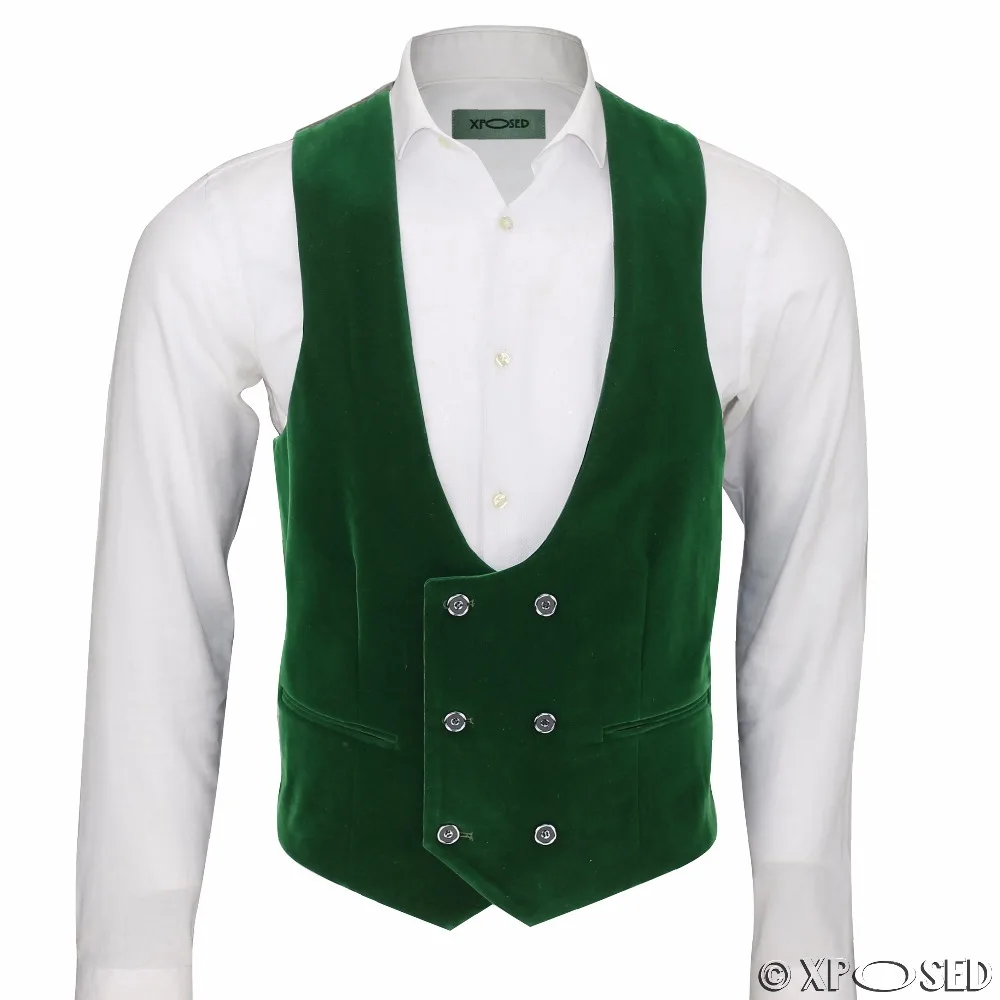 Mens green velvet vest Clearance