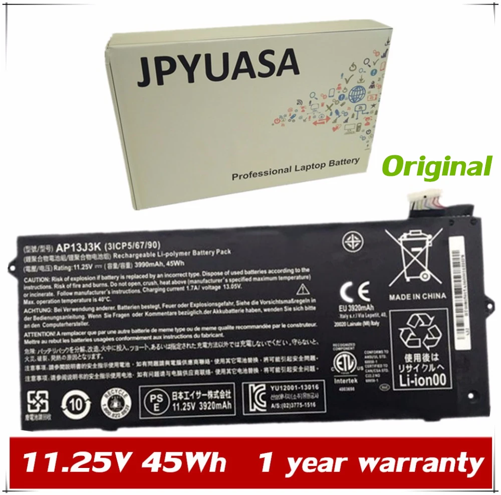 11.25V 45Wh Original AP13J3K AP13J4K Battery For Acer Chromebook C720 C720P C740  C720-2844 C740-C5U9 ZU12029-13020 
