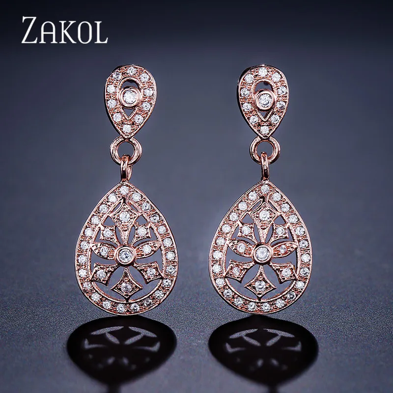 Zakol изысканный капли воды кубический циркон мотаться падение серьги для Для