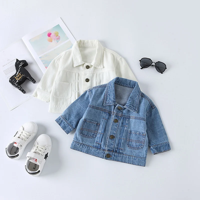 

2019 Fashion Spring Long-Sleeve Kids Denim Jackets for Girls Baby Print Dog Coat Cuasual Turn Down Collar Baby Outwear LZ044