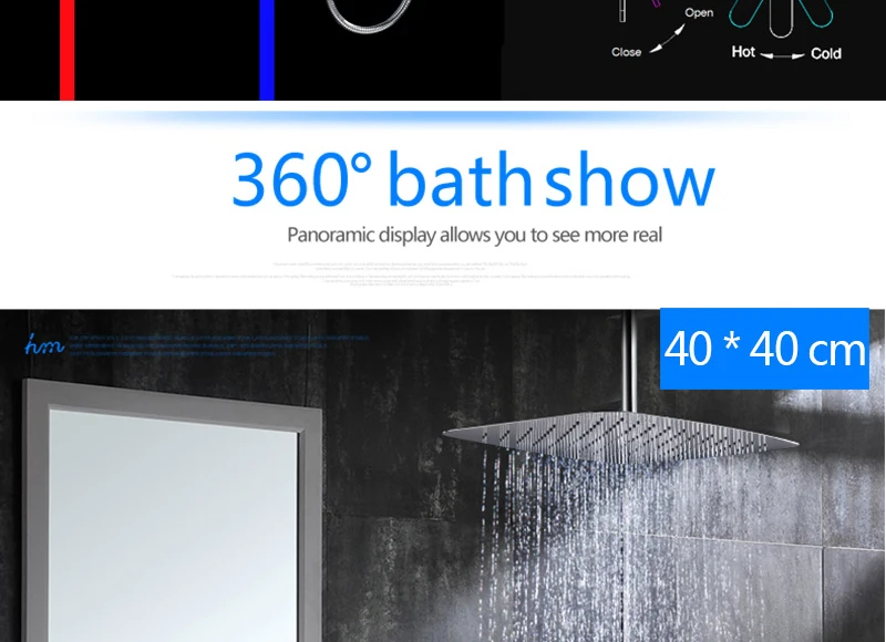 Bath & Shower Faucet Wall Mounted 16'' Ultra Thin Water Saving Tap Air Booster Rain Shower Faucets (18)