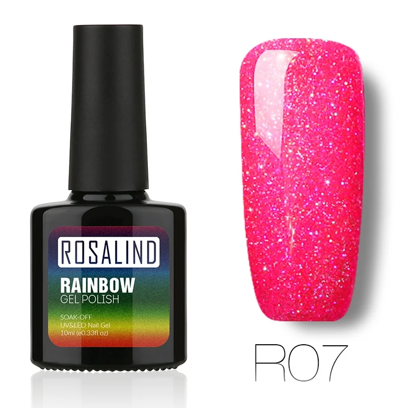 ROSALIND Гель-лак для ногтей 10 мл Радужный Неон RBR01-29 Гель-лак Soak Off UV Nail Art долговечный Гель-лак для ногтей - Цвет: R07