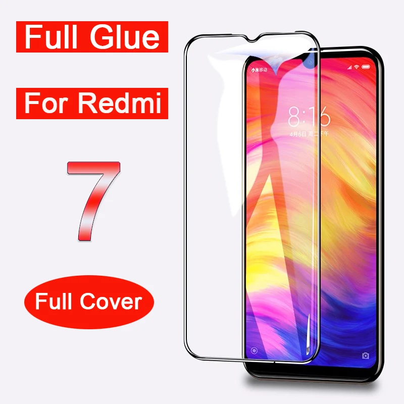 

5d full glue tempered glass redmi 7 glass for xiaomi redmi 7 full cover case on ksiomi Redmi 7 Redmi7 Glasses 6.26"Inch film 9h