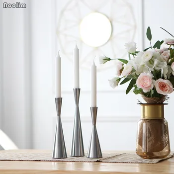 

Nordic Style Luxury Vintage Metal Modern Gold And Silver Candle Holders Wedding Decoration Bar Party Home Decor Candlestick
