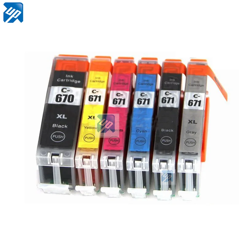 6PCS PGI 670 CLI 671 ink cartridges For canon PIXMA MG7760 MG7765 MG7766 printer PGI670 cli671