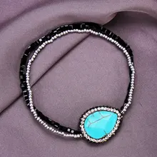 SINZRY Горячая Ручная работа натуральные красивые браслеты с камнем эластичная лента Циркон акриловая сталь винтажный браслет для женщин