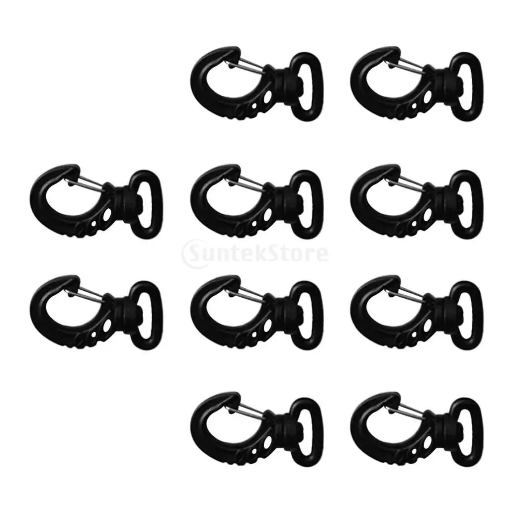10 Pieces Black Plastic Swivel Spring Snap Hook Clip Buckle Fits 20mm Scuba Diving Webbing Strap Belt Lanyard