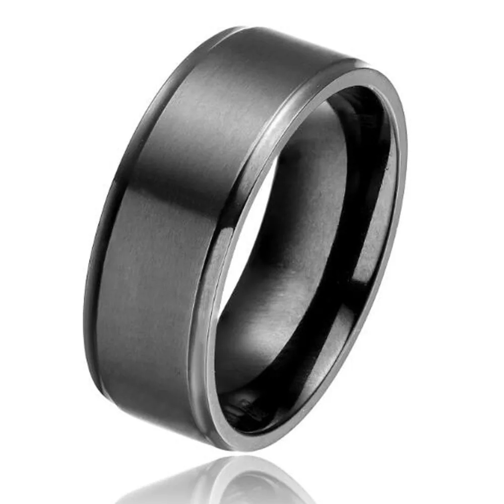 100S JEWELRY 8mm Mens Tungsten Carbide Ring Brushed Black Wedding Band Titanium Color Size 8-13