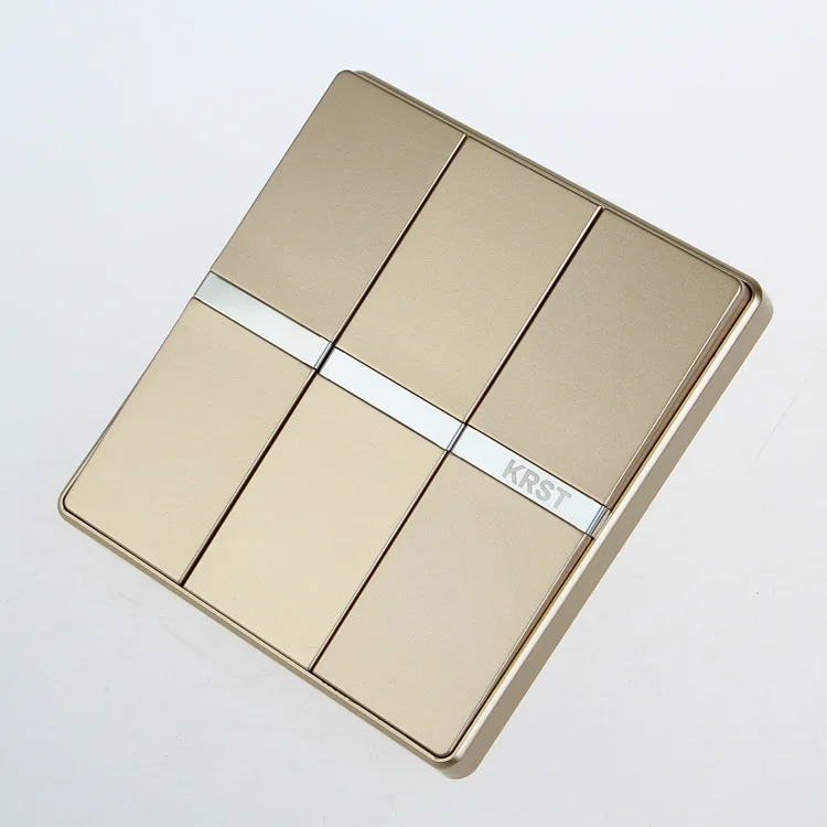 

Home Furnishing Wall Switch Socket, 86 Type Concealed Large Plate Champagne Gold, Three Open Single Control Switch, 10A PC 220V