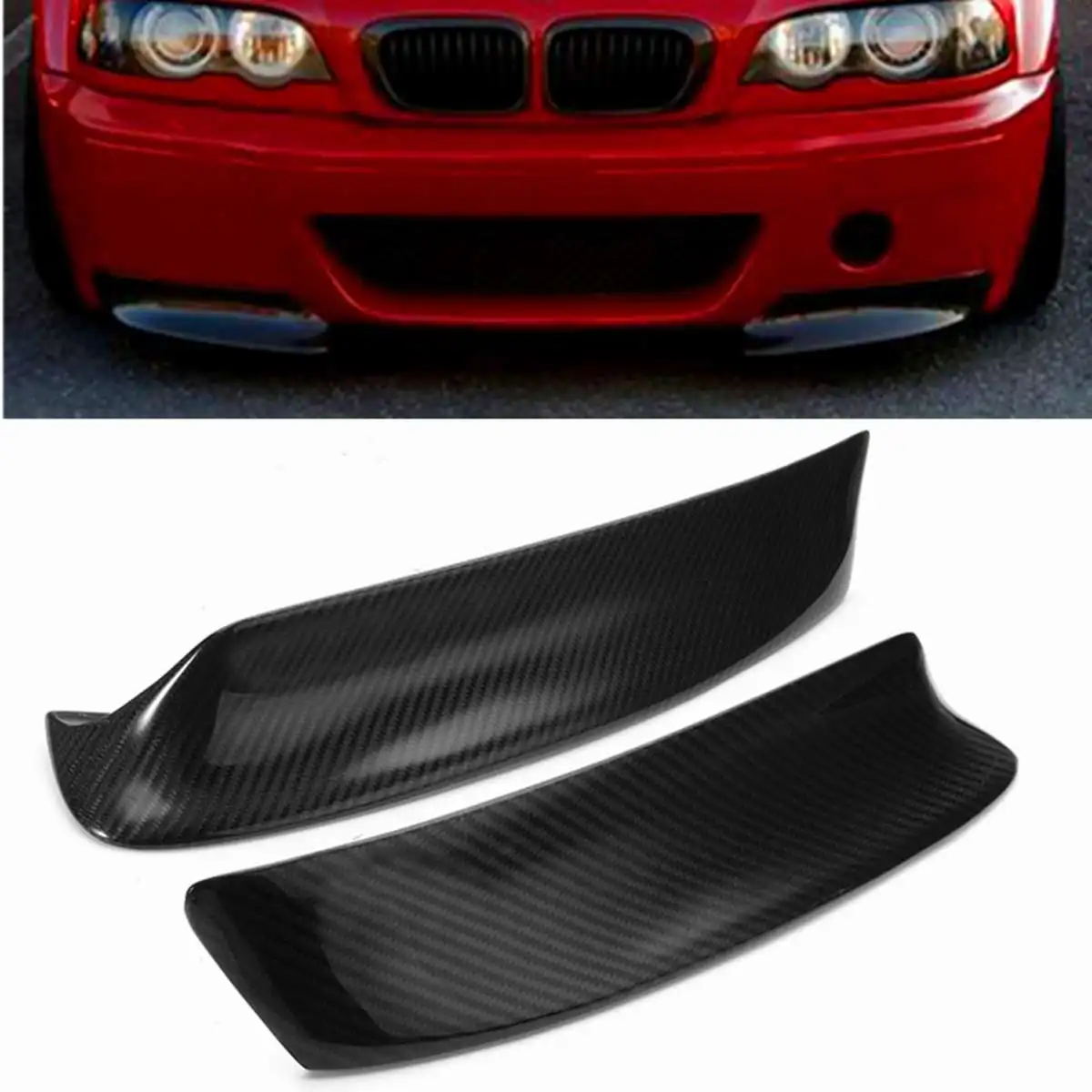 1 пара гоночного углеродного волокна Стиль переднего бампера для губ Диффузор сплиттеры Canard сплиттер вентиляционное отверстие Крышка Накладка для BMW E46 M3 1999-2006