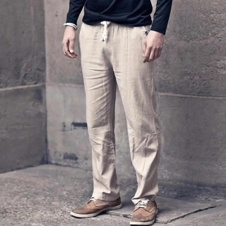 

XMY3DWX men's Cotton and linen in spring trousers men's linen thin model/Male elastic waist loose comfortable haroun pants