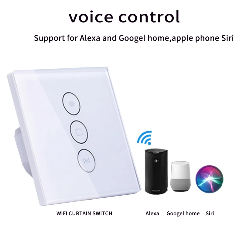 EU Wifi touch curtain switch wall switch voice control by Alexa /Google  phone control For Electric curtain motor smart home