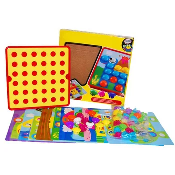 

DIY 3D Education Board Game Buttons Nail Game for Kids Color Perception Training Parent-child Interaction Game