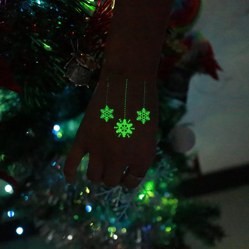 Эльф Рождественская елка Снеговик световой временная татуировка Стикеры рождественские украшения год украшения с утолщённой меховой опушкой, неол рождественские аксессуары