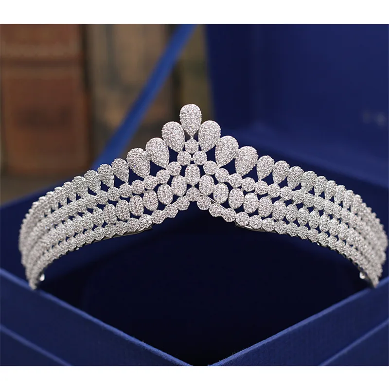 

Wedding Crown Bridal Tiaras and Crowns full Cubic Zirconia Silver Color Hair Crown for Women 2018 Ne'w Hair Jewelry Accessories