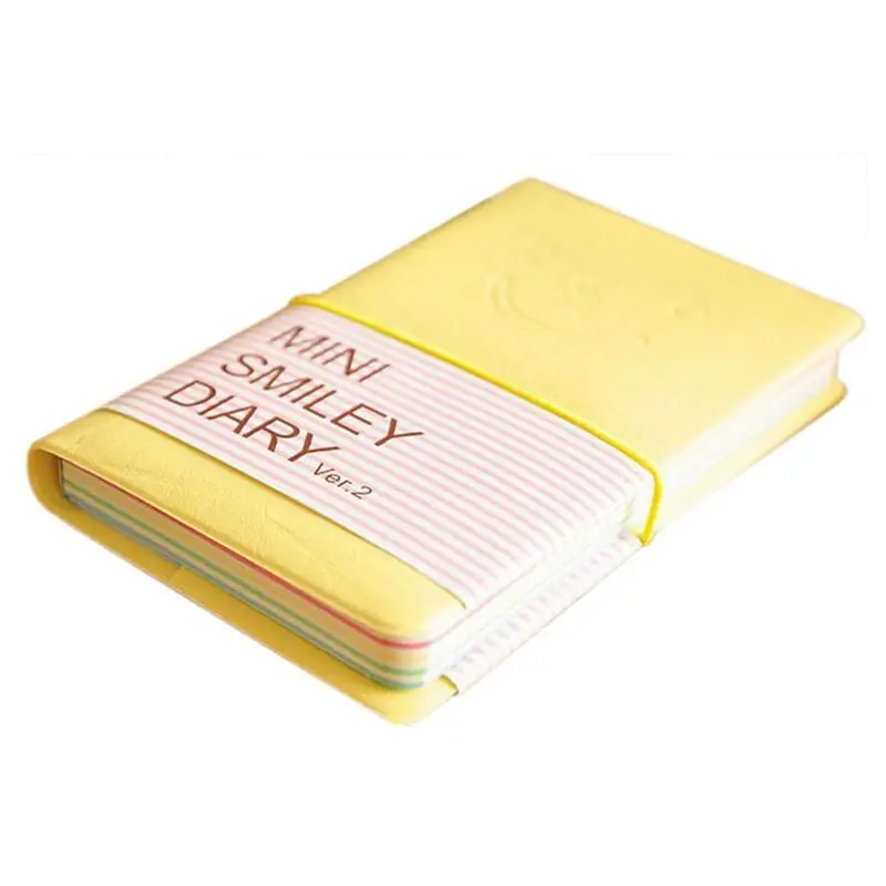Памятка Очаровательная портативная мини Улыбка дневник бумажный блокнот, кожаный корпус, 100 листов, цвет случайный