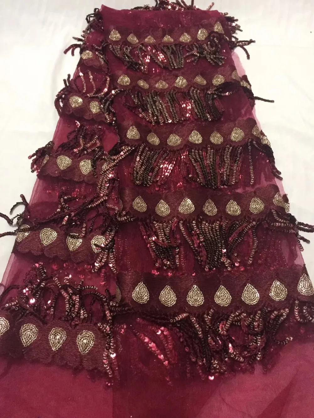 Unique African French Lace Fabric 3D Tassels Sequins Embroidery Tulle For Nice Dress 4 Color Party CDF-1 | Дом и сад