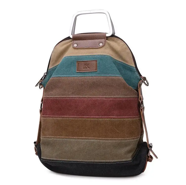 Rdywbu, этнический Радужный женский холщовый рюкзак, для девочек, в полоску, многофункциональный, из кусков, рюкзак, через плечо, школьный рюкзак, Bolsas Mochila B456 - Цвет: Vintage Backpack