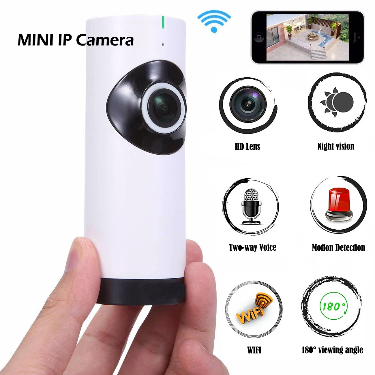 

720P HD Home Security Camera Mini Wireless Camera Wifi Surveillance Night Vision Motion Detection Monitor
