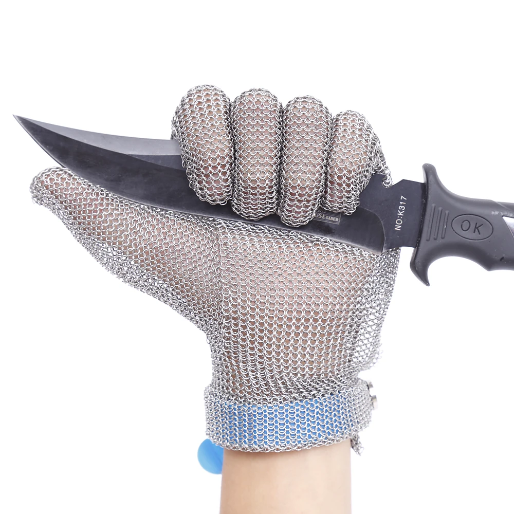Пластмассовый пояс из нержавеющей стали, сетчатая перчатка, устойчивая к порезанию цепи, Защитная перчатка для резки, для кухни, мясника, перчатка для уборки