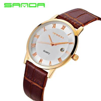 7 мм супер тонкие модные мужские часы SANDA, Топ бренд, роскошные модные часы из натуральной кожи, мужские часы с календарем, мужские часы