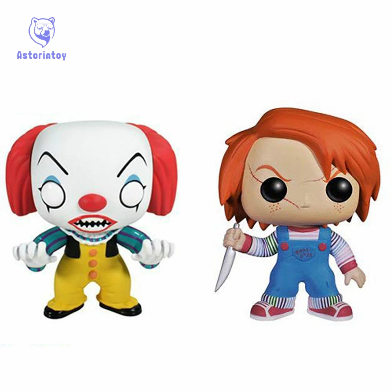 

NEW 10cm Stephen King's It pennywise Child's play chucky action figure big Bobble Head Q Edition no box for Car Decoration