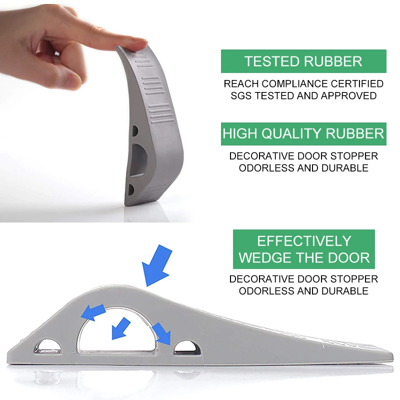 3 шт. резиновая Клинообразная дверная Стопорная пробка, держатель, защита для безопасности детей, детская дверная пробка