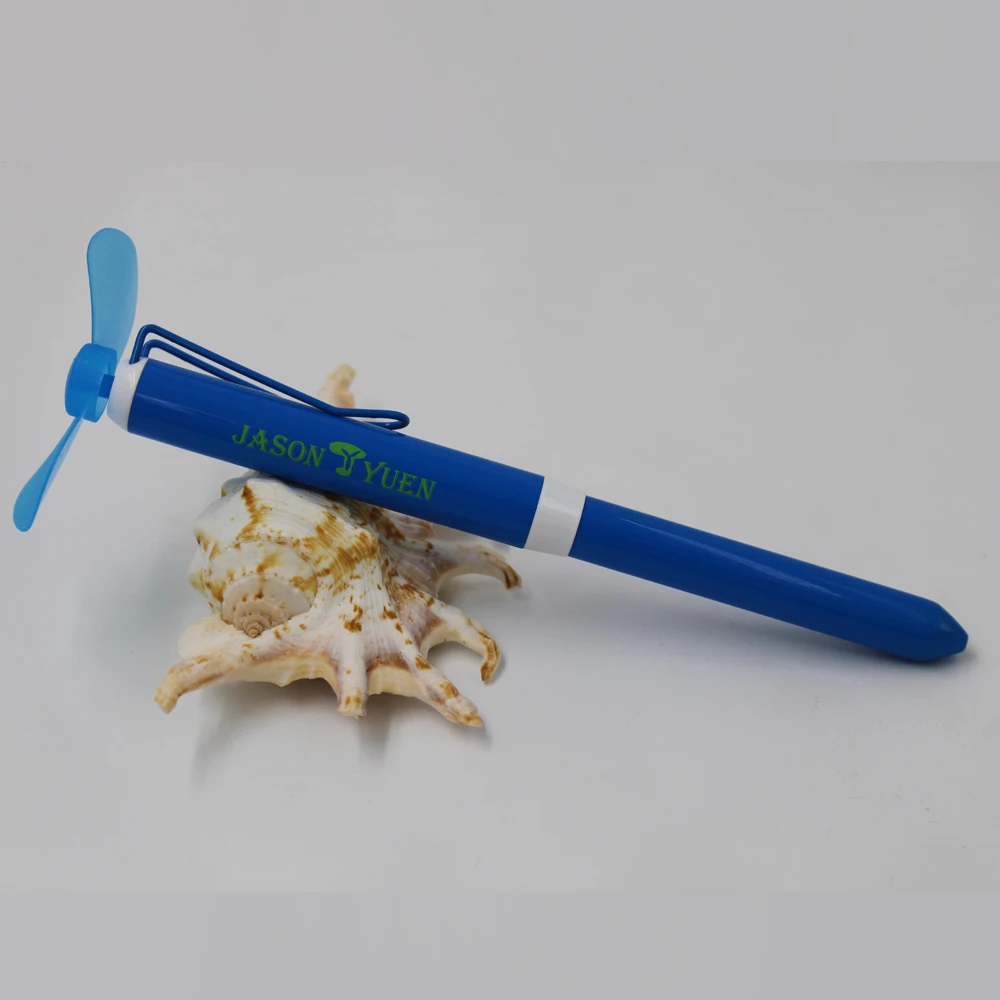 Мини-ручка с вентилятором многофункциональная электронная ручка с мини-вентилятором батарея AAA и мини-мотор лучший портативный вентилятор шариковая ручка - Цвет: Light blue