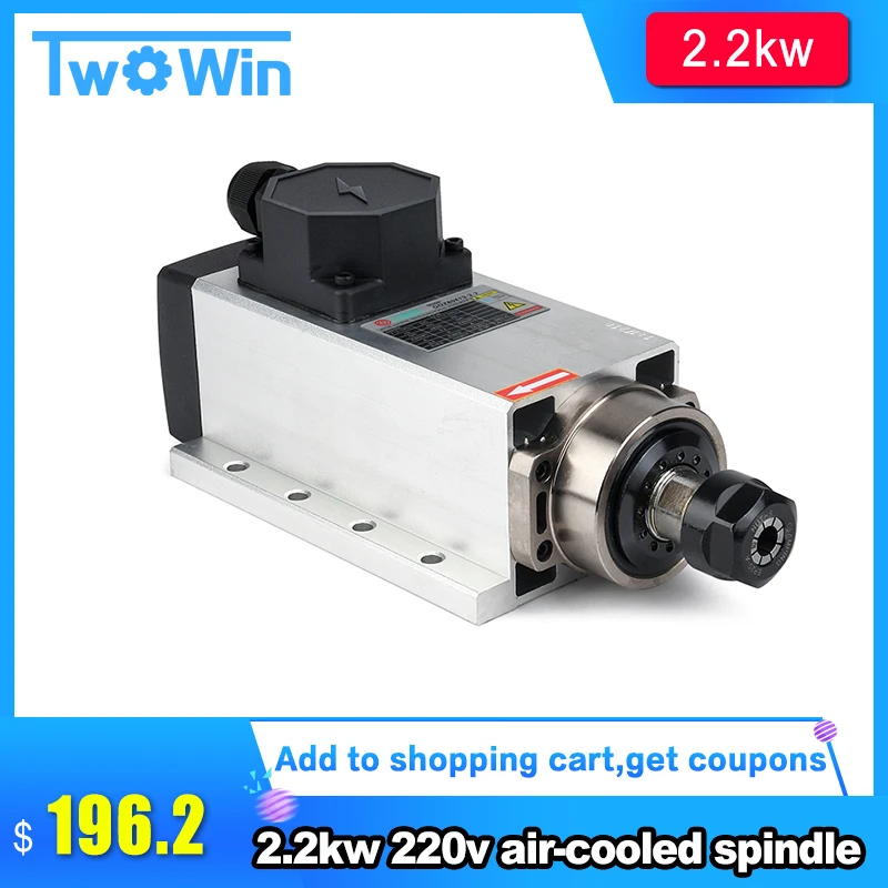 

2.2kw Air-cooled square spindle motor 220V 24000rpm ER20 Runout-off 0.01mm Ceramic bearing spindle for cnc milling high quality