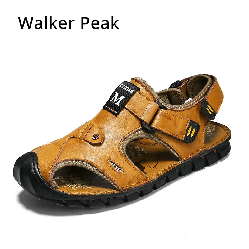 

2018 Mens Sandals Genuine Leather Summer Shoes New Beach Men Casual Shoes Outdoor Sandals for man Size 38-44