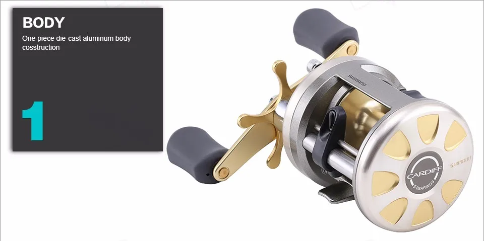 Shimano Cardiff 200A Round Baitcast Reel 5.8:1 Right Hand Model