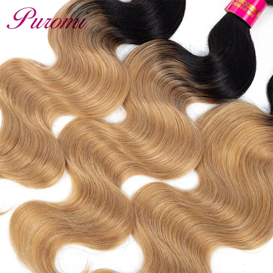 Extensiones de Cabello Puromi paquetes de cabello indio Ombre onda del cuerpo cabello humano 3 paquetes 1 b/27 Remy de dos tonos la armadura del pelo Extensiones de Cabello Puromi paquetes de cabello indio Ombre onda del cuerpo cabello humano 3 paquetes 1 b/27 Remy de dos tonos la armadura del pelo