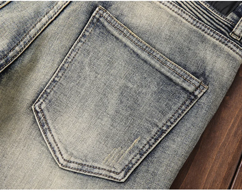 Байкерские джинсы мужские потертые Стрейчевые хип-хоп облегающие панк джинсы Уличная одежда брюки