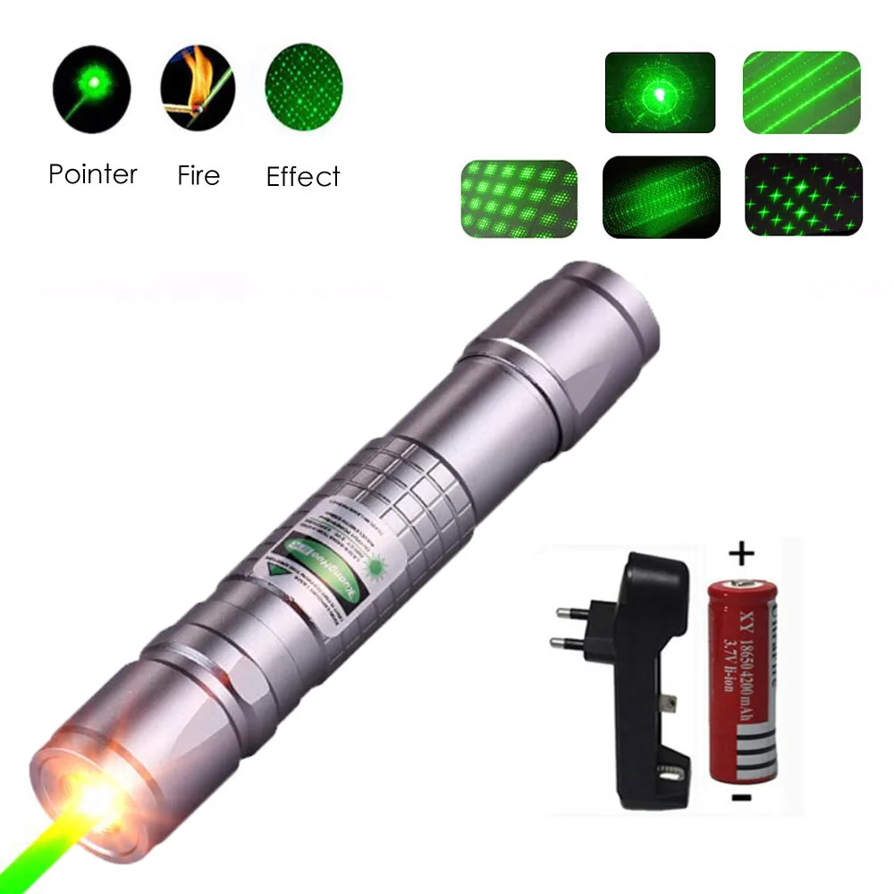 عالية الطاقة مؤشر ليزر الصيد الليزر الأخضر التكتيكية البصر بالليزر القلم 303 حرق laserpen قوية laserpointer