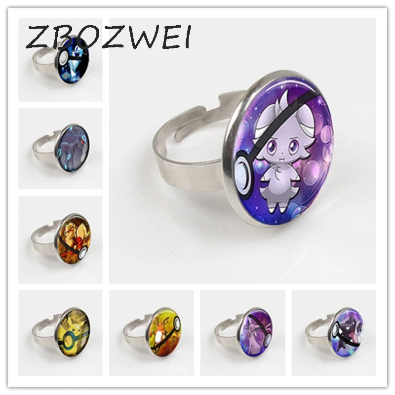 

ZBOZWEI 2018 Pokemon Pokeball Creative Chaveiro Plated Round Vulpix Glass Dome Handmade Go Cute Ring Mega Keyring Gift Absol