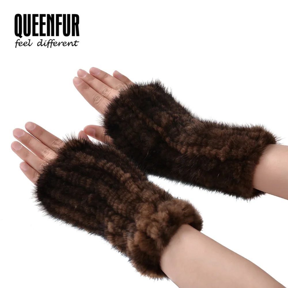 Stretchy Gloves 100 Real Knitted Mink Fur 2017 Women Novelty Gloves Winter Keep Warm Mittens
