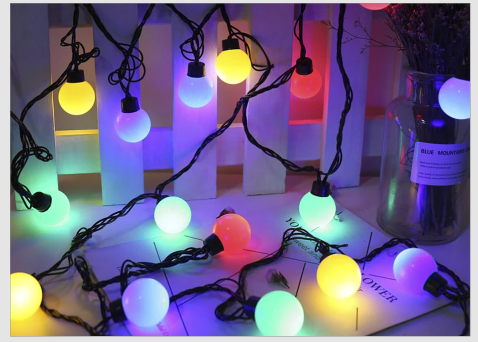 Festoon LED Globe Fairy String Lights Christmas Garland 20 LED String Light Balls Bulb Outdoor Wedding Garden Party Decoration (9)