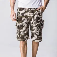 Хороший Для мужчин летние модные камуфляжные шорты-карго с цветочным принтом прямые короткие брюки средней посадки по колено Короткие Loose Fit