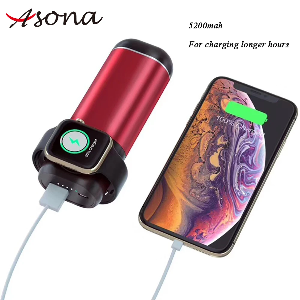 

Asona 3 In1 Wireless Charger Power Bank for iPhone AirPods Watch Series 4/3/2/1 5200mAh Power Bank Portable Mobile Phone Charger