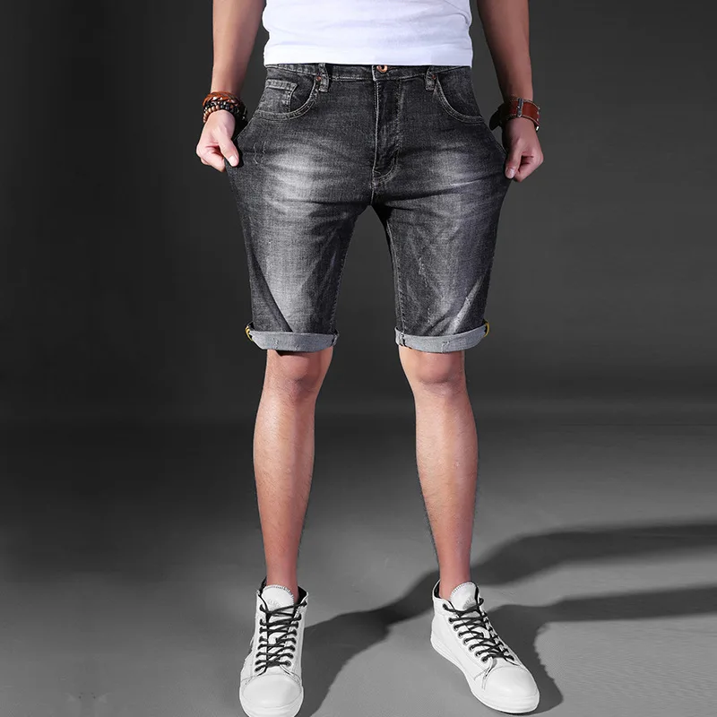 Джинсовые шорты мужские лето корейская мода панк стиль Байкер прямые джинсовые брюки по колено Повседневная молния ковбойские мужские короткие